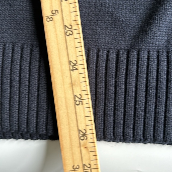 Retro Mountain Lake Chest Stripe Cotton Crewneck Navy Sweater - Picture 5 of 7